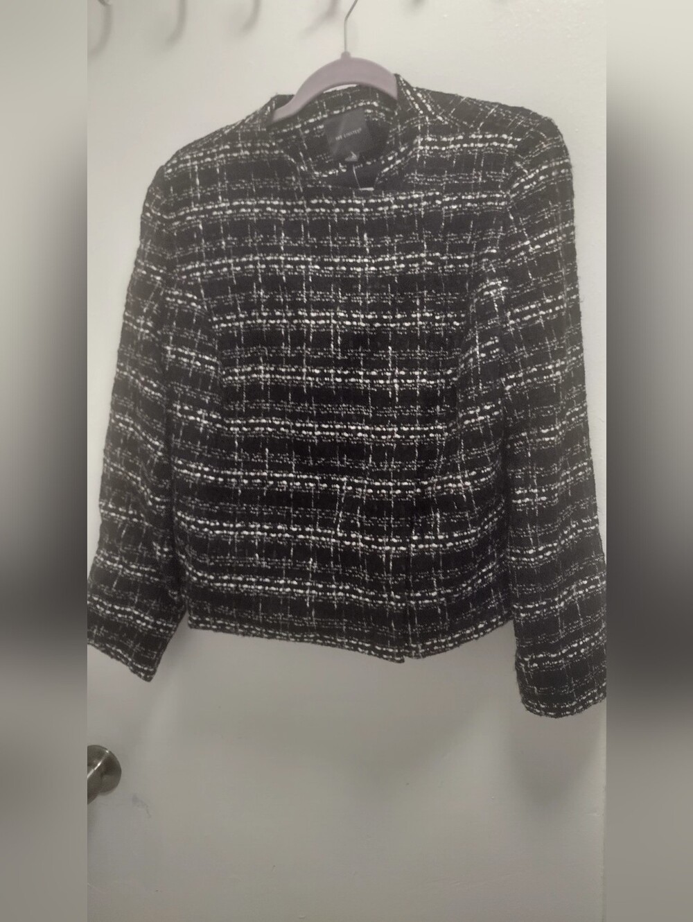 Classic Black & White Tweed Jacket - Women Size 12